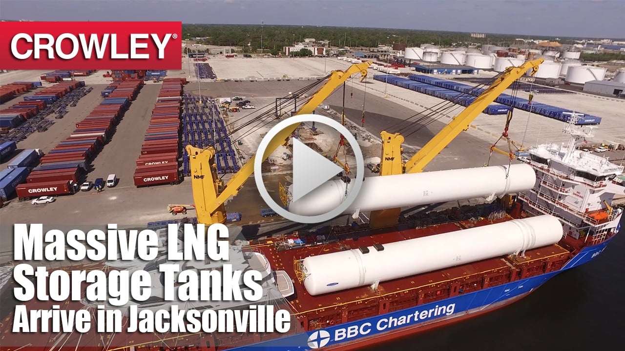 VIDEO New Massive LNG Storage Tanks Arrive for Crowley’s Jacksonville